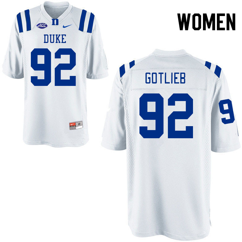 Women #92 Graham Gotlieb Duke Blue Devils College Football Jerseys Stitched-White